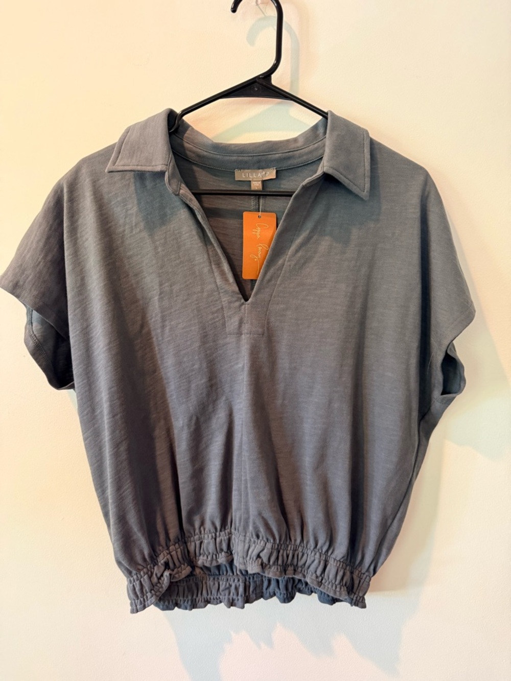 NWT! Lilla P Lightweight V-Neck Relaxed Top in Slate Blue